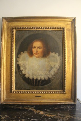 Portrait de dame à la collerette, école hollandaise du XVIIe siècle - Didascalies