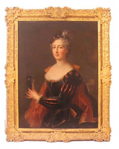 Portrait de dame de qualité en costume, école Française du XVIIIe siècle