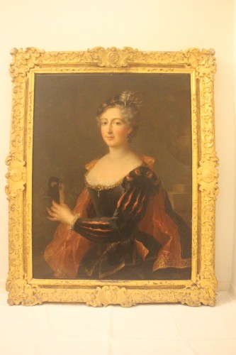 Tableaux et dessins Tableaux XVIIIe siècle - Portrait de dame de qualité en costume, école Française du XVIIIe siècle