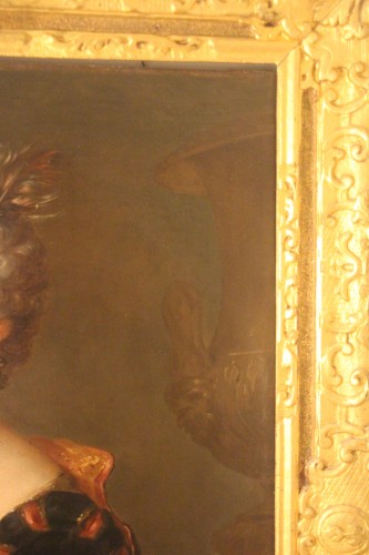Portrait de dame de qualité en costume, école Française du XVIIIe siècle - Louis XV