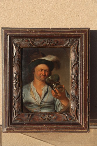 L'homme au verre - Peintre néerlandais du XVIIe siècle - Tableaux et dessins Style Louis XIV