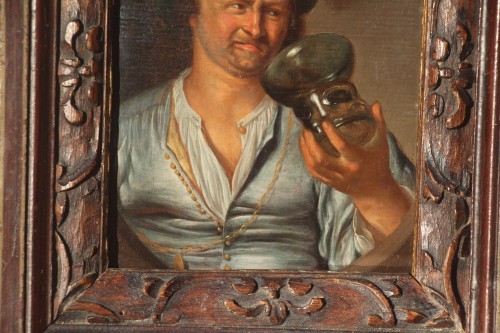 Tableaux et dessins Tableaux XVIIe siècle - L'homme au verre - Peintre néerlandais du XVIIe siècle