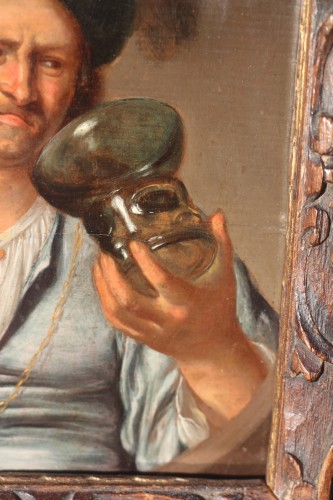 Antiquités - L'homme au verre - Peintre néerlandais du XVIIe siècle