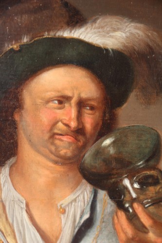 Antiquités - L'homme au verre - Peintre néerlandais du XVIIe siècle