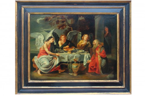 Abraham&#039;s hospitality, 17th-century Italian school