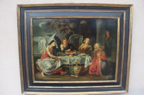 Abraham&#039;s hospitality, 17th-century Italian school - Paintings & Drawings Style Louis XIV
