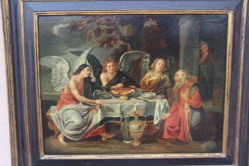Tableaux et dessins Tableaux XVIIe siècle - L'hospitalité d'Abraham, école italienne du XVIIe siècle
