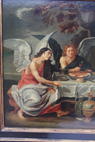 17th century - Abraham&#039;s hospitality, 17th-century Italian school