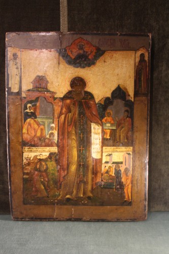 Icône Russe, XIXe siècle, scène religieuse - Didascalies