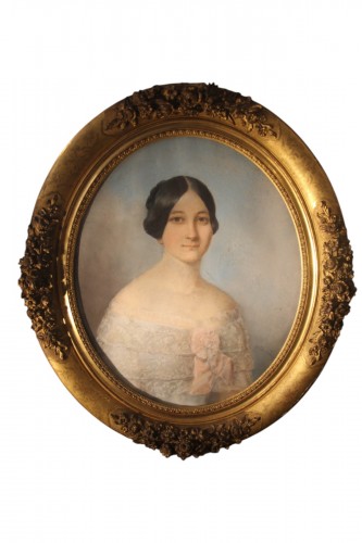 Pastel, portrait of a lady of quality, Restoration period, signed R. Denné
