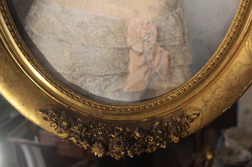 19th century - Pastel, portrait of a lady of quality, Restoration period, signed R. Denné