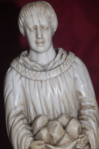 Moine en ivoire, Allemagne XVIIe siècle - Art sacré, objets religieux Style Louis XIII