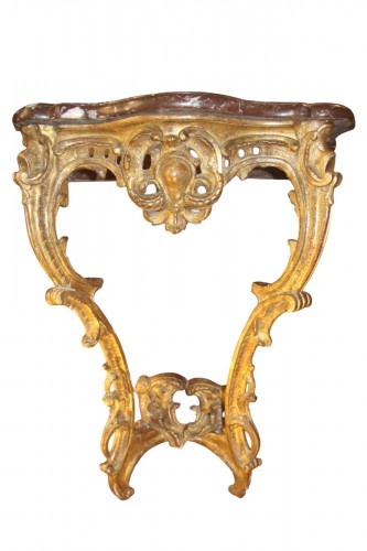 Console d'entre deux en bois doré d'époque Louis XV