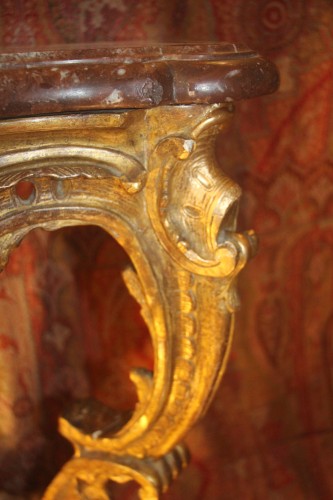 Antiquités - Console d'entre deux en bois doré d'époque Louis XV
