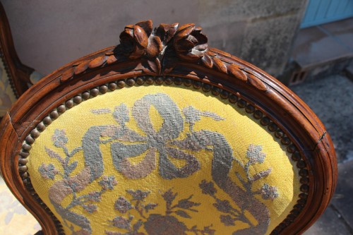 Louis XV - Suite de quarte fauteuils cabriolets Louis XV, estampillés Pillot