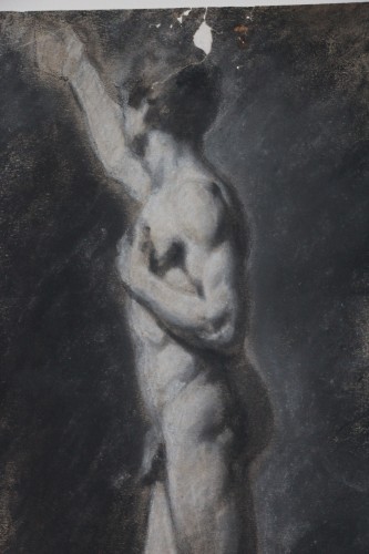 Nu académique, fusain sur papier XIXe siècle - Didascalies