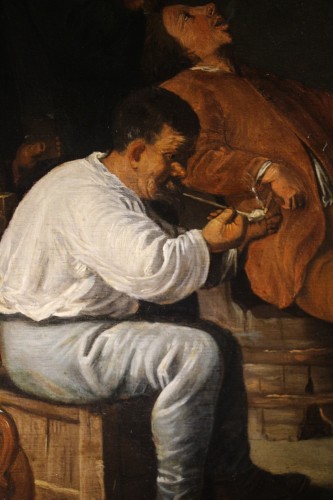 XVIIe siècle - La taverne, école flamande XVIIe siècle