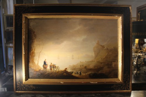 Scène maritime, école française du XVIIIe siècle - Tableaux et dessins Style Louis XV