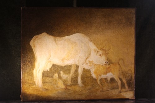 Tableaux et dessins Tableaux XVIIIe siècle - Vache et son veau, école française XVIIIe siècle