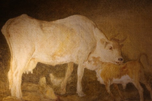 Vache et son veau, école française XVIIIe siècle - Didascalies