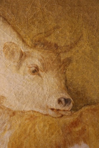 XVIIIe siècle - Vache et son veau, école française XVIIIe siècle