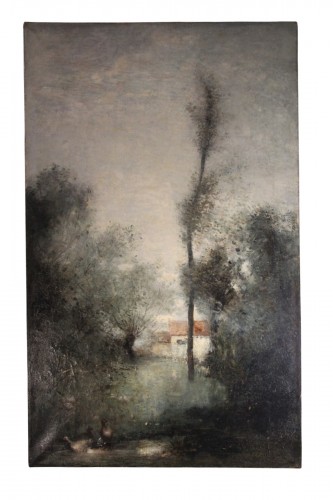 Paysage au bord de l'eau, - Paul-Désiré Trouillebert 1831-1900.