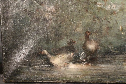 Napoléon III - Paysage au bord de l'eau, - Paul-Désiré Trouillebert 1831-1900.