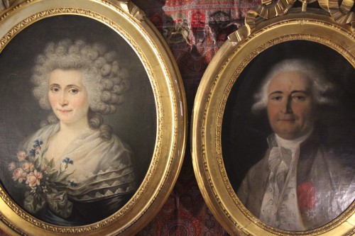 Portraits présumés du comte de Vergennes et de son épouse, époque Louis XVI, XVIIIe. - Didascalies