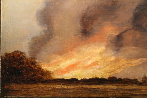 Tableaux et dessins Tableaux XVIIe siècle - L'incendie, école du Nord XVIIe siècle