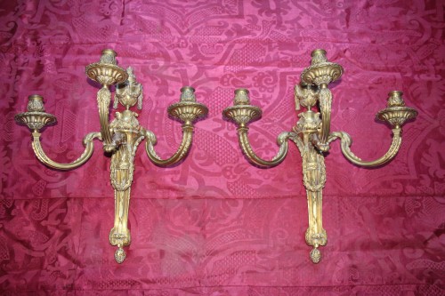 Paire d'appliques Louis XVI d'après Delafosse - Luminaires Style Louis XVI