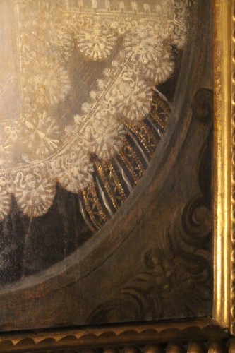 Antiquités - Ecole Hollandaise du XVIIe, portrait de dame en collerette, attribué Miereveld