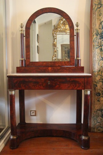 Coiffeuse console Empire, en acajou, début du XIXe siècle - Mobilier Style Empire