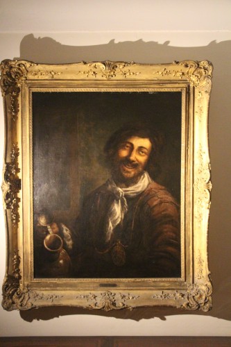 Tableaux et dessins Tableaux XVIIe siècle - L'homme à la chope, école Hollandaise du XVIIe siècle, attibué à Frans Hals