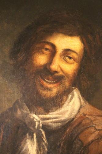 Antiquités - L'homme à la chope, école Hollandaise du XVIIe siècle, attibué à Frans Hals