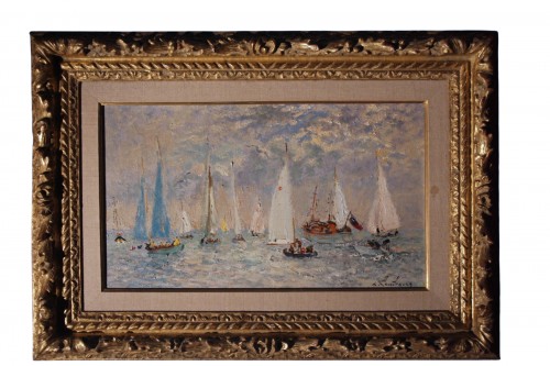 Yachts anglais au large de Deauville, d'André Hambourg (1909-1999)