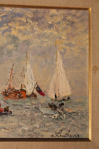 Yachts anglais au large de Deauville, d'André Hambourg (1909-1999) - Didascalies