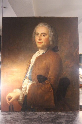 Portrait de gentilhomme vers 1750, école française du XVIIIe siècle - Tableaux et dessins Style Louis XV