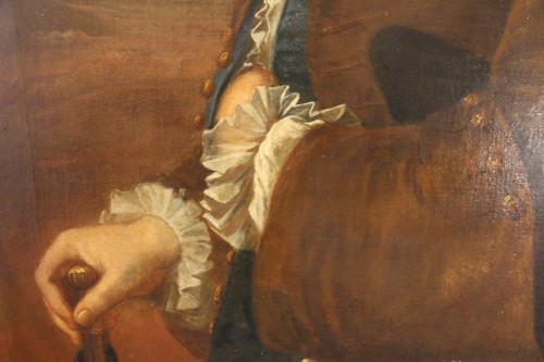 Antiquités - Portrait de gentilhomme vers 1750, école française du XVIIIe siècle