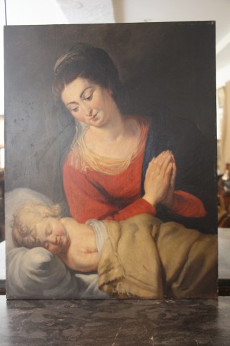 Tableaux et dessins Tableaux XIXe siècle - Vierge à l'Enfant, école du Nord du XIXe siècle