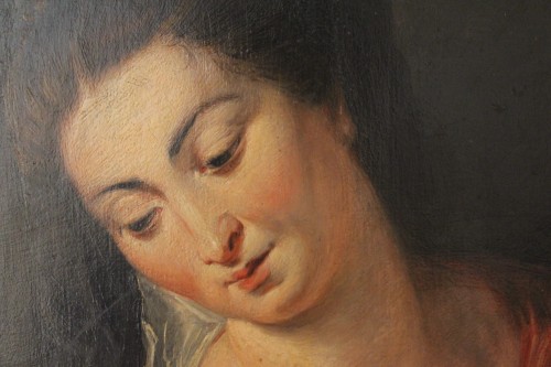 Vierge à l'Enfant, école du Nord du XIXe siècle - Didascalies