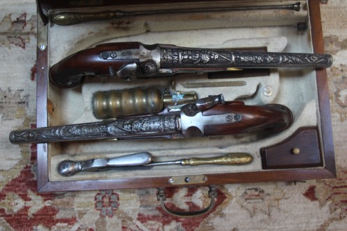 Napoléon III - Paire de pistolets de duel, signée Johann Contriner in Wien, XIXe.
