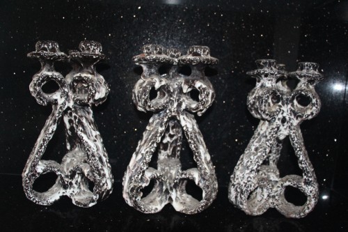 Suite de trois candélabres en faïence de Vallauris vers 1950 - Céramiques, Porcelaines Style Années 50-60