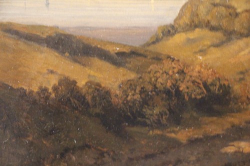 Antiquités - Paysage animé de personnages, signé Alexandre-Gabriel Decamps (1803-1860).