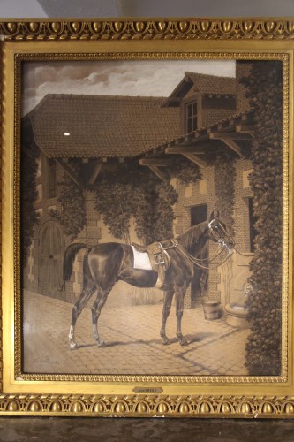 Tableaux et dessins Tableaux XIXe siècle - Cheval harnaché, Alfred de Dreux (1810-1860)