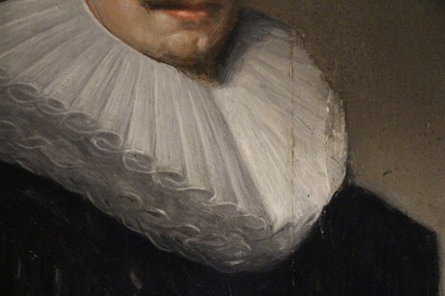XVIIe siècle - Portrait de gentilhomme avec une fraise, école flamande de la fin du XVIIe siècle
