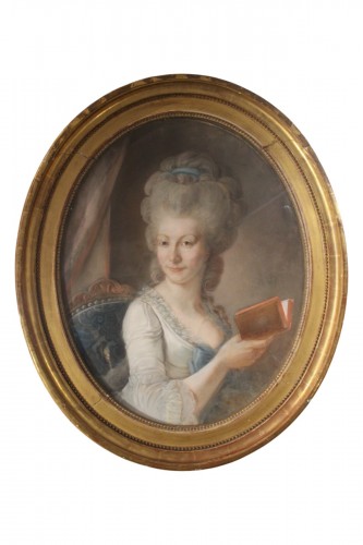 Dame de qualité au livre, école française vers 1775
