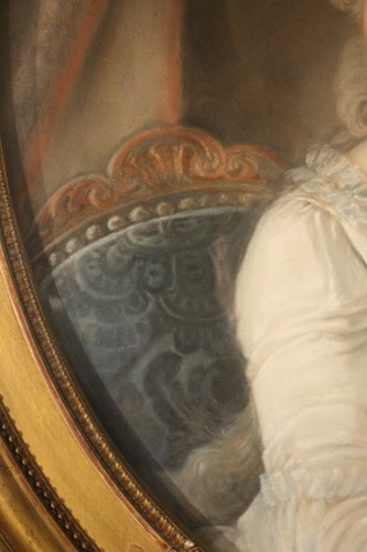 Antiquités - Dame de qualité au livre, école française vers 1775