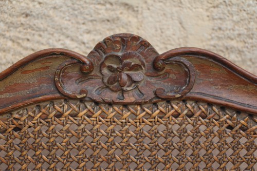 Antiquités - Paire de fauteuils cannés Louis XV, estampillés Etienne Meunier