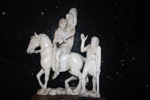 Saint Martin partageant son manteau avec un pauvre, Rome XVIIe siècle - Art sacré, objets religieux Style Louis XIV
