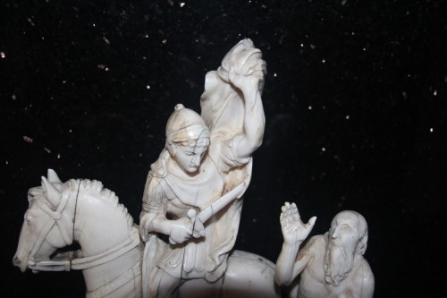 Art sacré, objets religieux  - Saint Martin partageant son manteau avec un pauvre, Rome XVIIe siècle